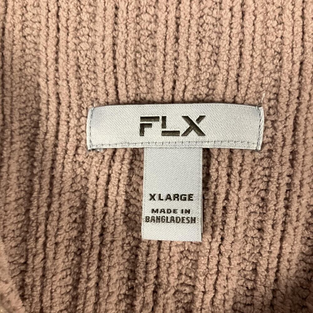 FLX Sweater Jacket Womens XL Tan Full Zip Ribbed‎ Knit Polyester Drawstring - Picture 3 of 15